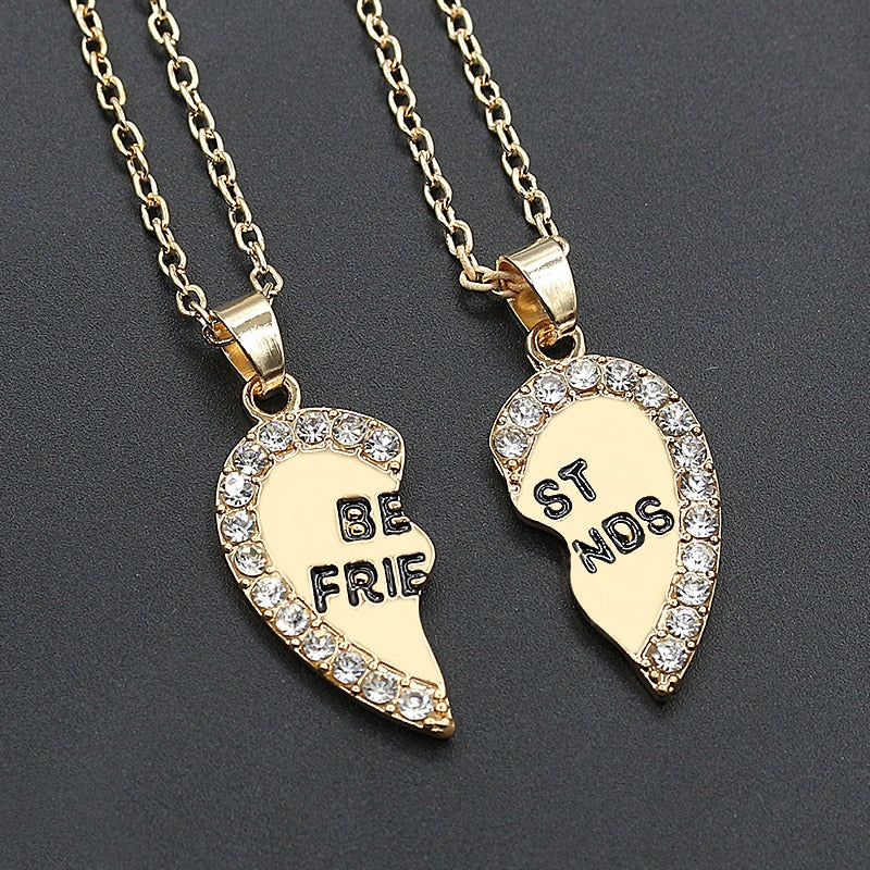 2018 Reiki Chakra 2 Parts Charming Splice Broken Heart Letter Pendant New Jewelry Best Friends Necklace Forever And Friendship