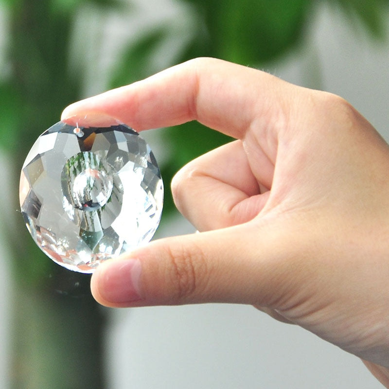 50mm Clear Hollow Round K9 Glass Crystal Prisms Pendants Chandeliers Parts Garland Chakra Spectra Lustres Lamp Hang Drops Decor