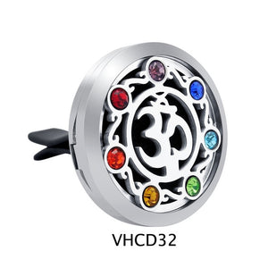 30mm Chakra Design Aromatherapy Car Locket Essential Oils Stainless Steel Car Diffuser Locket with Pads Drop Shipping