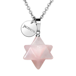 3D Merkaba Star Necklace Pendant Necklace Chakra Reiki Energy Healing Crystal Jewelry 18 inch Stainless Steel Chain