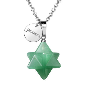 3D Merkaba Star Necklace Pendant Necklace Chakra Reiki Energy Healing Crystal Jewelry 18 inch Stainless Steel Chain